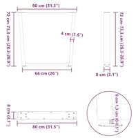 Eettafelpoten 3 st V-vormig 80x(72-73,3) cm staal naturel - thumbnail