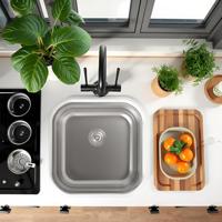 Wastafel met Eén Spoelbak Cata CB4040 Staal - thumbnail