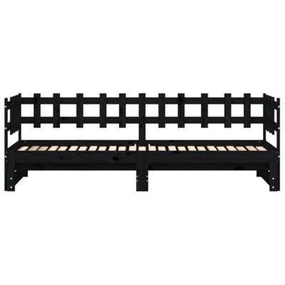 Slaapbank uitschuifbaar massief grenenhout zwart 2x(90x190) cm