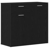 Dressoir 80x36x75 cm bewerkt hout zwart eikenkleurig - thumbnail