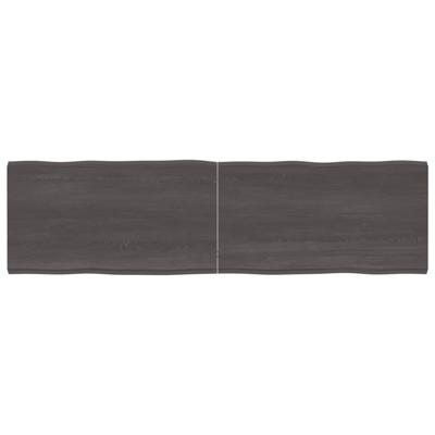 Tafelblad natuurlijke rand 180x50x(2-4)cm eikenhout donkerbruin