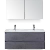 Dante Badmeubelset 120 cm - Beton Antraciet - Keramische Wastafel Wit Enjoy met Spiegelkast - thumbnail