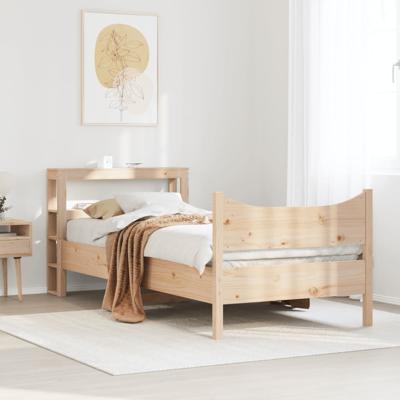 Bedframe met hoofdbord massief grenenhout 90x200 cm
