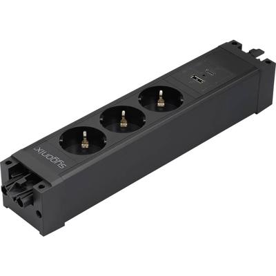 Sygonix SY-6872236 3-voudig Stekkerdoosmodule zonder schakelaar Zwart