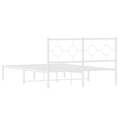 Bedframe met hoofdbord metaal wit 135x190 cm