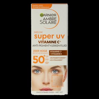 Garnier Ambre Solaire Super UV - Vitamine C* Anti-Pigmentvlekken Fluid SPF 50+ Garnier Ambre Solaire Super UV - Vitamine C* Anti-Pigmentvlekken Fluid SPF 50+