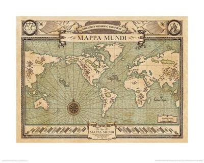 Kunstdruk Fantastic Beasts - Mappa Mundi 50x40cm
