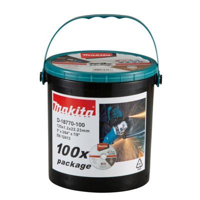 Makita Accessoires Doorslijpschijf RVS 125x22,23x1,2mm, 100 stuks - D-18770-100 Makita Accessoires Doorslijpschijf RVS 125x22,23x1,2mm, 100 stuks - D-18770-100
