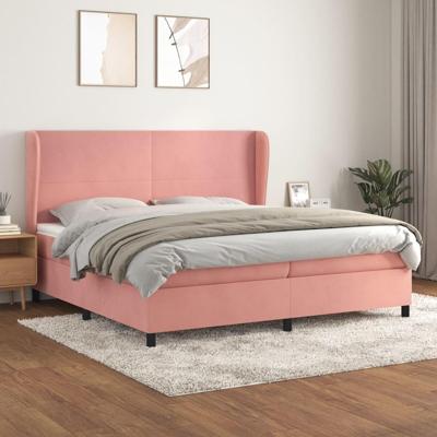 Boxspring met matras fluweel roze 200x200 cm