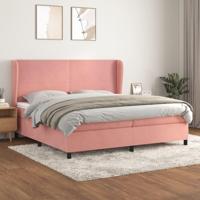 Boxspring met matras fluweel roze 200x200 cm - thumbnail