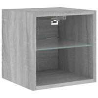 8-delige Tv-wandmeubelset met LED bewerkt hout grijs sonoma - thumbnail
