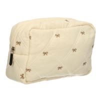 Traveller Beautybag strikjes beige 22cm x 15cm - thumbnail