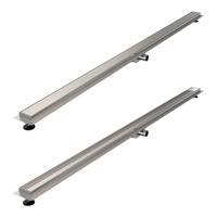 Douchegoot Brauer RVS Inclusief Vloerflens 180x7 cm Zero Tegelinlegrooster Omkeerbaar Brauer - thumbnail