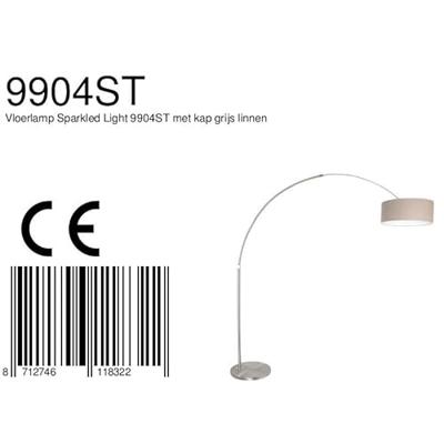 Steinhauer BooglampGramineus 50 RVS met leerbruine kap - 9904ST
