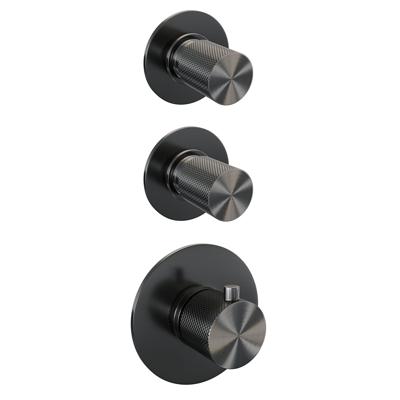Brauer Gunmetal Carving Thermostatische Regendoucheset Inbouw - Hoofddouche 30 cm - Handdouche 3 Standen - Doucheslang - Geintegreerde Glijstang - Gunmetal