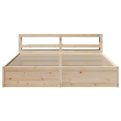 Bedframe met hoofdbord massief grenenhout 200x200 cm - thumbnail