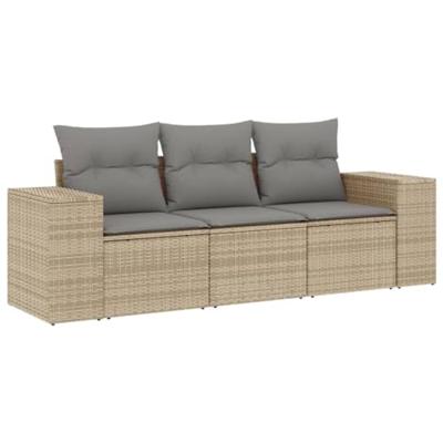 3-delige Loungeset met kussens poly rattan beige 3-delige Loungeset met kussens poly rattan beige