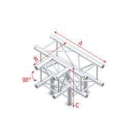 Showtec FQ30 Vierkant truss 020 4-weg T-stuk 90g - thumbnail