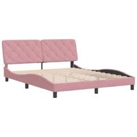 Bedframe zonder matras fluweel roze 160x200 cm - thumbnail