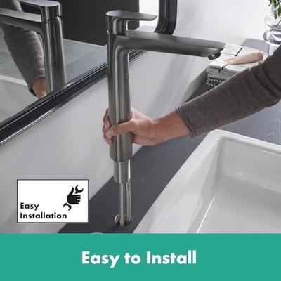 Hansgrohe Talis e 1-gr wastafelmkr 240 zo/afvoer brushed black chr 71717340 - thumbnail