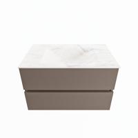 MONDIAZ VICA-DLUX 80cm badmeubel onderkast Smoke 2 lades. Inbouw wastafel CLOUD midden zonder kraangat, kleur Ostra. - thumbnail