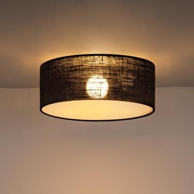 Moderne Plafondlamp - Cilinder - Stoffen Lampenkap - Zwart - Minimalistische stijl - ø32 x 12 cm - E27 fitting - Voor slaapkamers en woonkamers