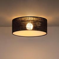 Moderne Plafondlamp - Cilinder - Stoffen Lampenkap - Zwart - Minimalistische stijl - ø32 x 12 cm - E27 fitting - Voor slaapkamers en woonkamers - thumbnail