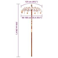 Balinese Parasol Crème (90-100) x 260 cm Katoen en massief hout - thumbnail
