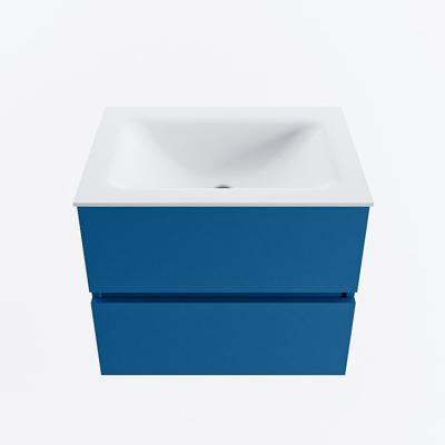 MONDIAZ VICA 60cm badmeubel onderkast Jeans 2 lades. Wastafel CLOUD midden zonder kraangat, kleur Talc.