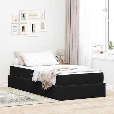 Opbergbed met matras met matras Zwart 90 x 190 cm Fluweel