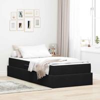 Opbergbed met matras met matras Zwart 90 x 190 cm Fluweel - thumbnail