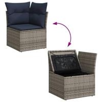 6-delige Loungeset met kussens poly rattan grijs - thumbnail