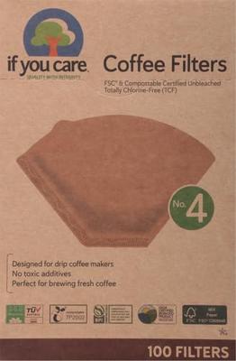 If You Care Koffiefilters - no. 4 - fsc - ongebleekt, chlorine-vrij papier - 100st. If You Care Koffiefilters - no. 4 - fsc - ongebleekt, chlorine-vrij papier - 100st.