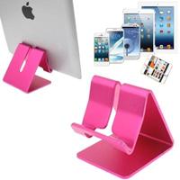 Aluminium Stand Desktop houder voor iPad iPhone Galaxy Huawei Xiaomi HTC Sony en andere mobiele telefoons of Tablets(Pink) - thumbnail