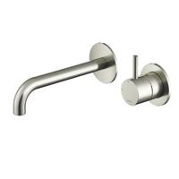 Hotbath Archie - Wastafelmengkraan - zonder Waste - Laag - Geborsteld Nikkel - Inbouw - Roestvrijstaal - V01 - thumbnail