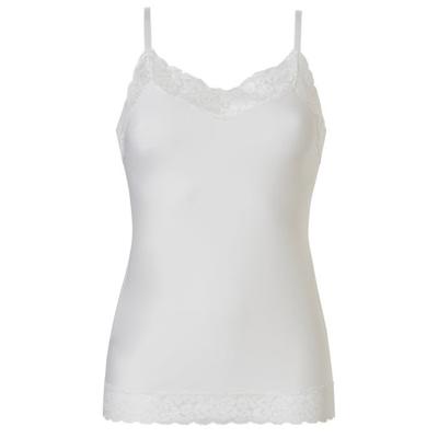 31912 Secrets dames hemd kant - Spaghetti bandjes - Kanten Naadloos dames hemd microfiber - lingerie top - S - Creme - Top - Singlet