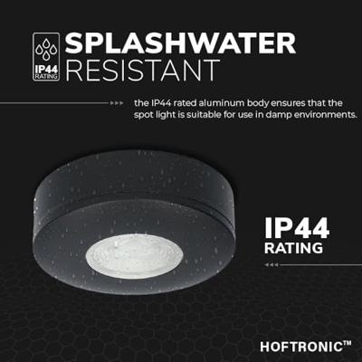 Set van 2 Pavo - Platte LED opbouwspots 23mm - 3W 300lm - 2700K - Dimbaar - Rond - IP44 - Zwart