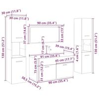 5-delige Badkamermeubelset bewerkt hout oud houtkleurig - thumbnail