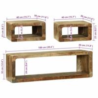 3-delige TV-meubelset Massief hout Ruw mangohout - thumbnail