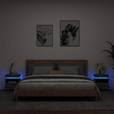 Nachtkastjes met LED 2 st 40x39x48,5 cm grijs sonoma