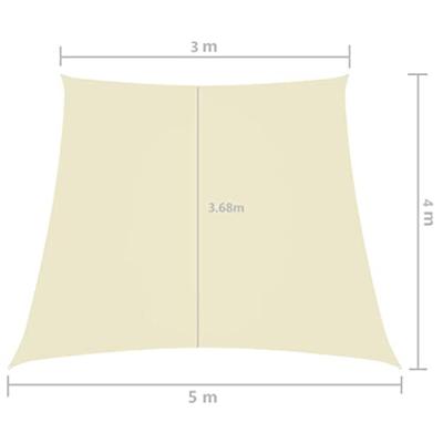 VidaXL Zonnezeil trapezium 3/5x4 m oxford stof crèmekleurig