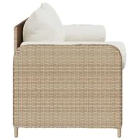 Tuinbank 3-zits met kussens poly rattan beige - thumbnail