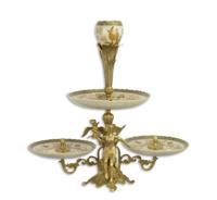 BRONZEN PORSELEINEN ETAGÈRE MET 2 VERDIEPINGEN - thumbnail