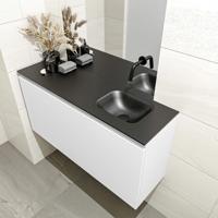MONDIAZ OLAN 100cm toiletmeubel talc. LEX wastafel urban rechts geen kraangat - thumbnail