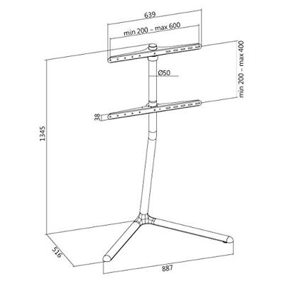 LogiLink BP0079 TV-voet 124,5 cm (49) - 177,8 cm (70) Vloerstandaard - thumbnail