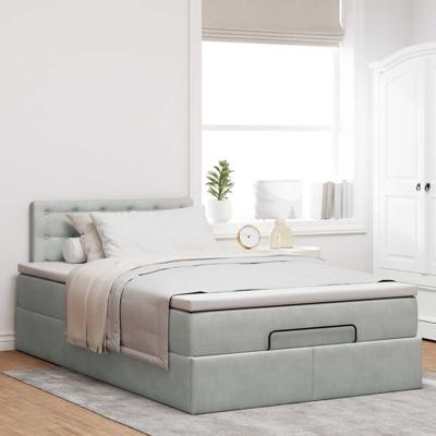 Ottoman bed met matras 200x200 cm fluweel lichtgrijs