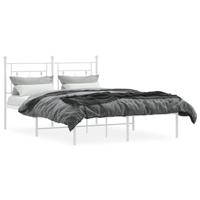 Bedframe met hoofdbord metaal wit 140x190 cm - thumbnail