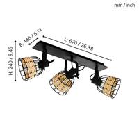 Eglo 3-lichts plafondlampAnwick 1 met rotan - 43326 - thumbnail
