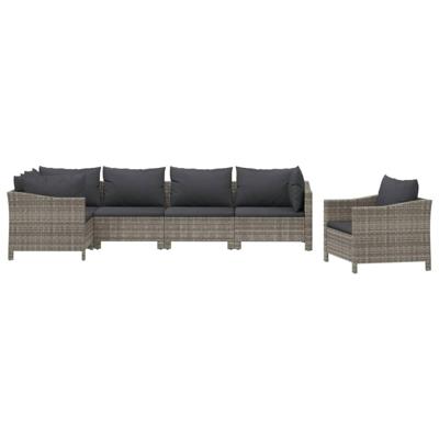 6-delige Loungeset met kussens poly rattan grijs 6-delige Loungeset met kussens poly rattan grijs
