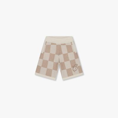 Croyez Homme Knitted Checkerboard Shorts Cr1-hs25-47 Korte Broeken 941 Off-white/beige
